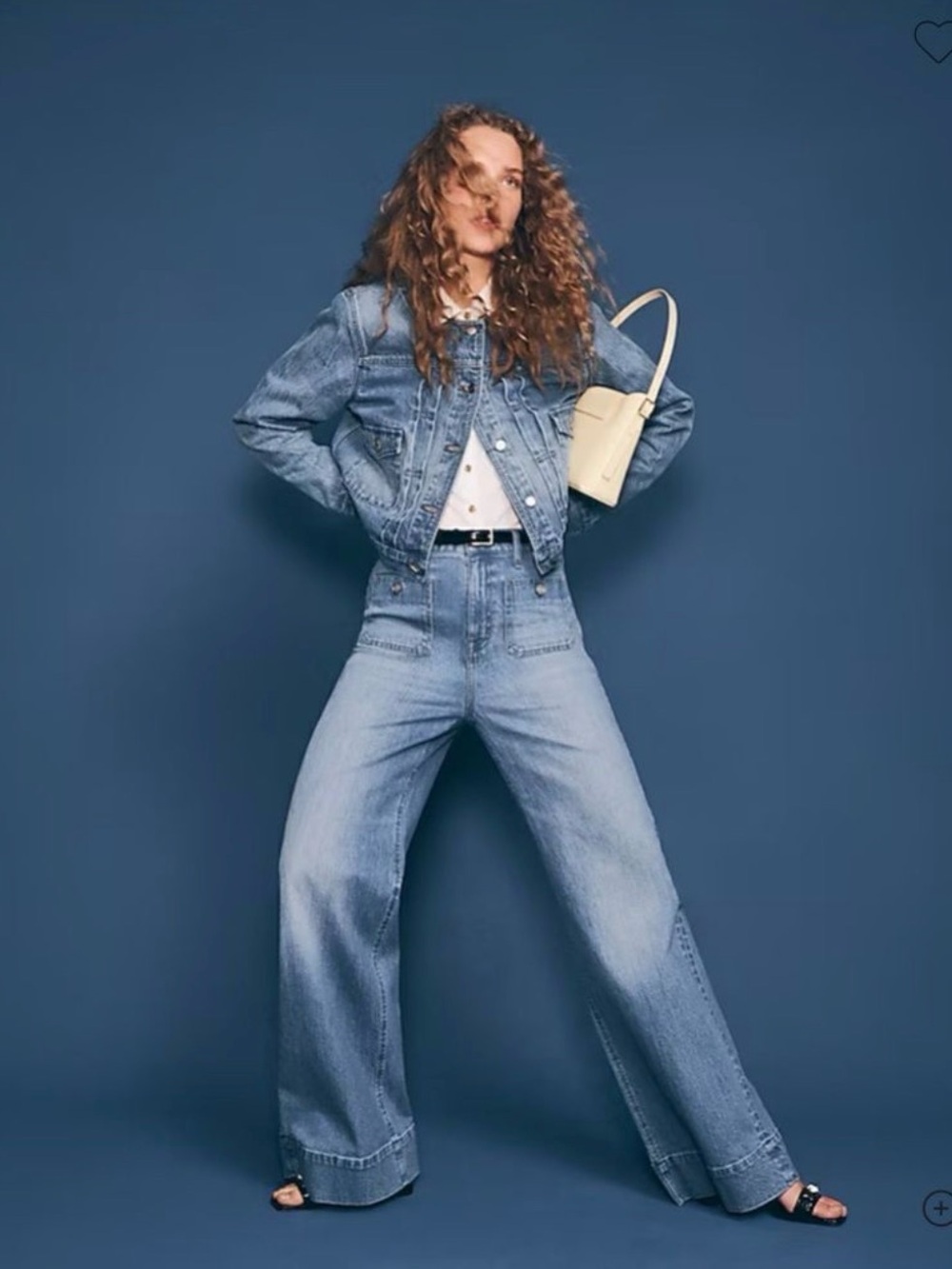 J. Crew Medium Blue High-Rise Wide-Leg Patch Pocket Sailor Jeans 28 Fits Like 29 - Picture 8 of 13